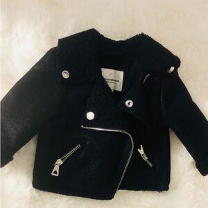 Baby biker fur jacket